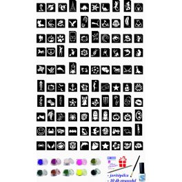   Óriás csillámtetoválás készlet (112 db-os - 100 sablon / 10 csillámpor)