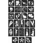 LÁNYOS közepes csillámtetoválás készlet (32 db-os - 25 sablon / 5 csillámpor)