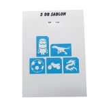 Fiús -  csillámtetoválás SABLON készlet - 4  variáció (A-B-C-D) x 5 darab sablon