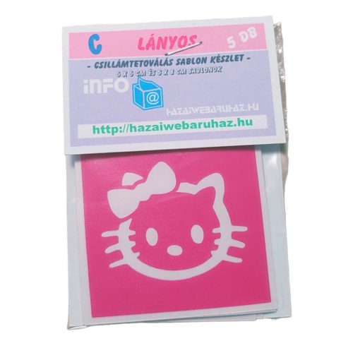 Lányos -  csillámtetoválás SABLON készlet - 5 darabos - "C" variáció