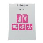 Lányos -  csillámtetoválás SABLON készlet - 5 darabos - "D" variáció