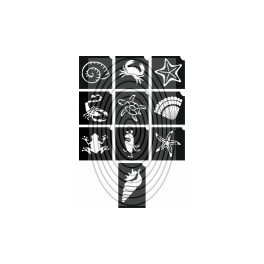   Vízi állatok -  csillámtetoválás SABLON készlet - 10 darabos