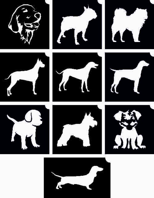 Kutyák - csillámtetoválás SABLON készlet - 10 darabos