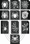 Pókok, pókhálók - csillámtetoválás SABLON készlet - 10 darabos